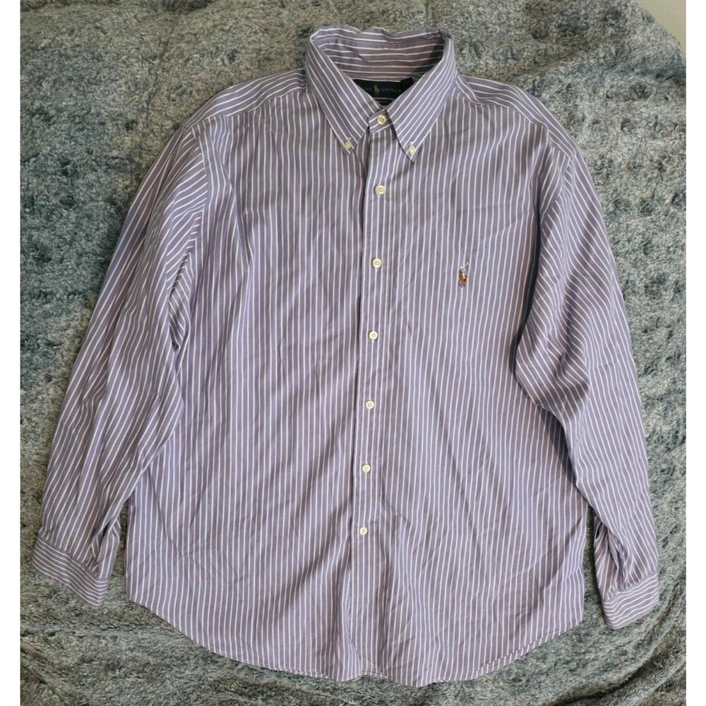 Polo Ralph Lauren Blue Label Mens Purple Oxford Button Up Shirt Size XL 17.5